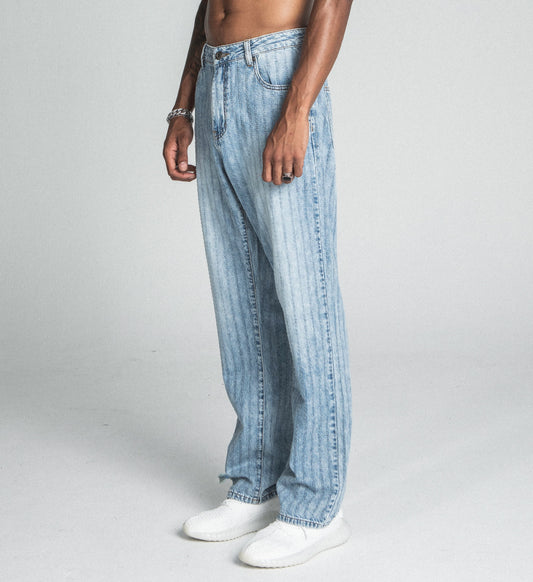 AJ01L-2 CLASSIC BLUE THREAD LINE LOOSE JEANS