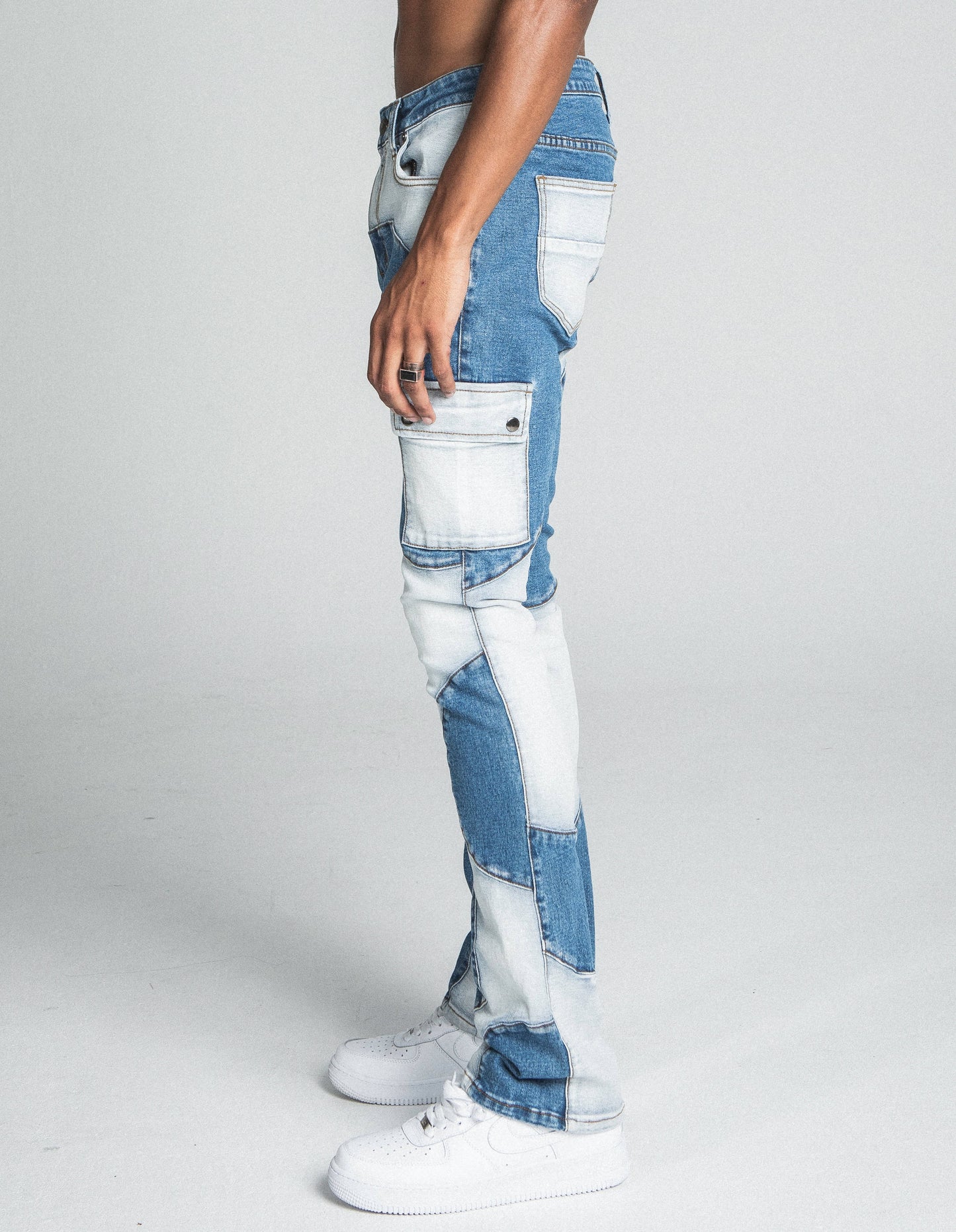 AJ40SK COLOR BLOCK STACKED JEANS