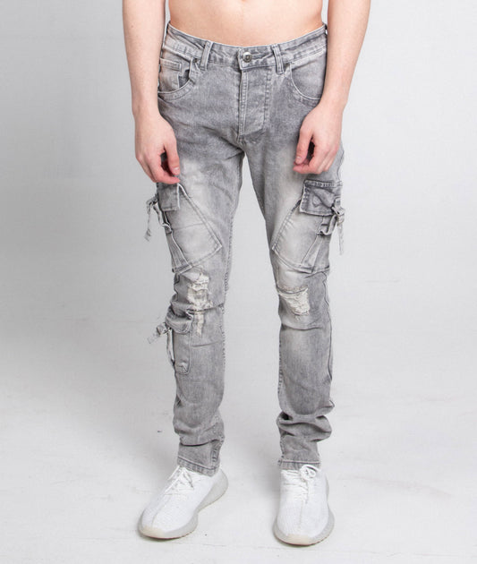 A408 CARGO POCKETS GREY SKINNY