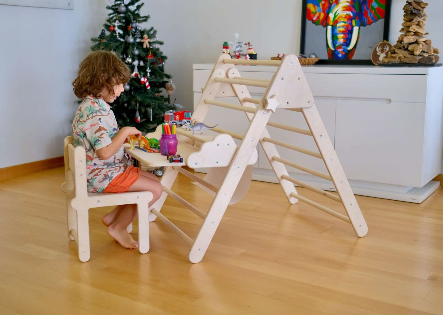 Montessori Climbing Triangle with Table and Chair