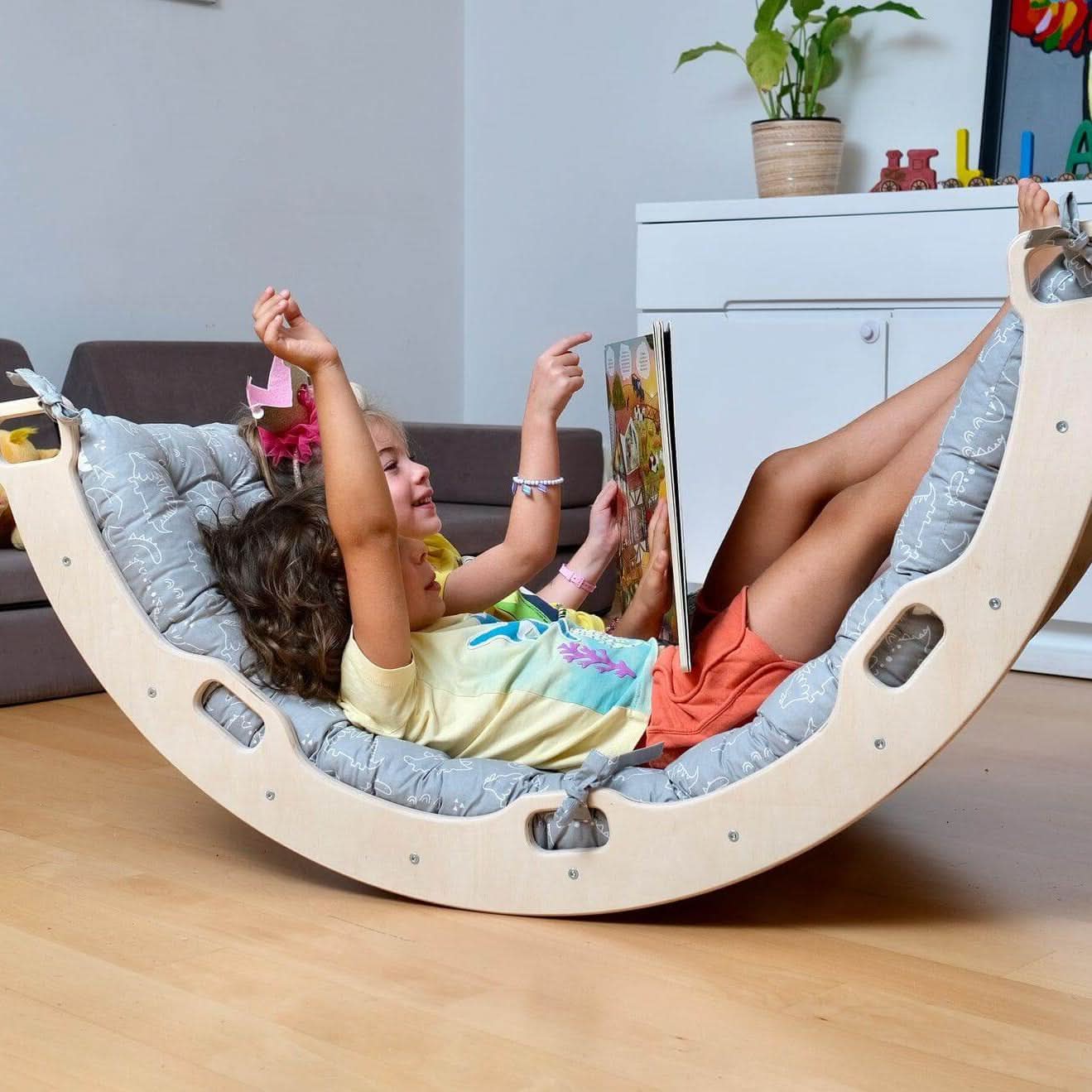 Climbing Arch / Rocker with Dinosaur Pattern Pillow