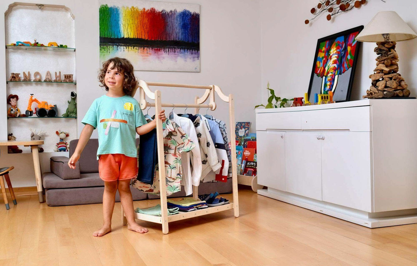Wooden Kids Clothing Rack