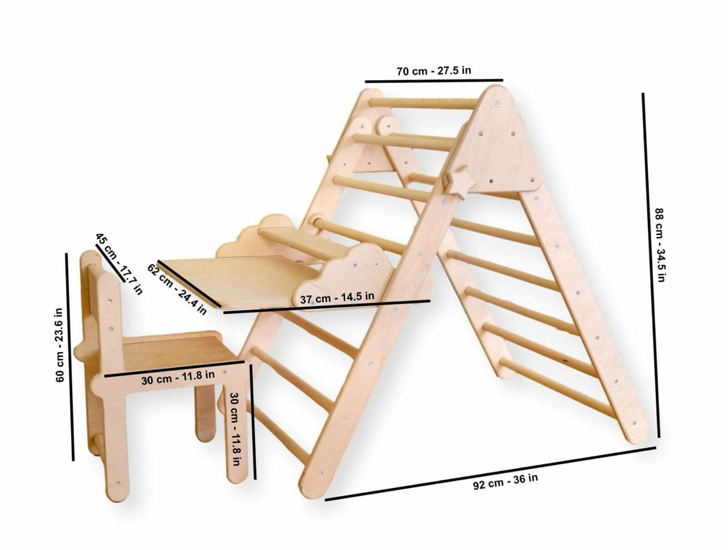 Montessori Climbing Triangle with Table and Chair