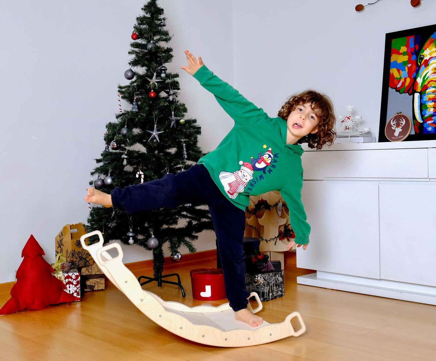 XL Wooden Balance Board with Pillow