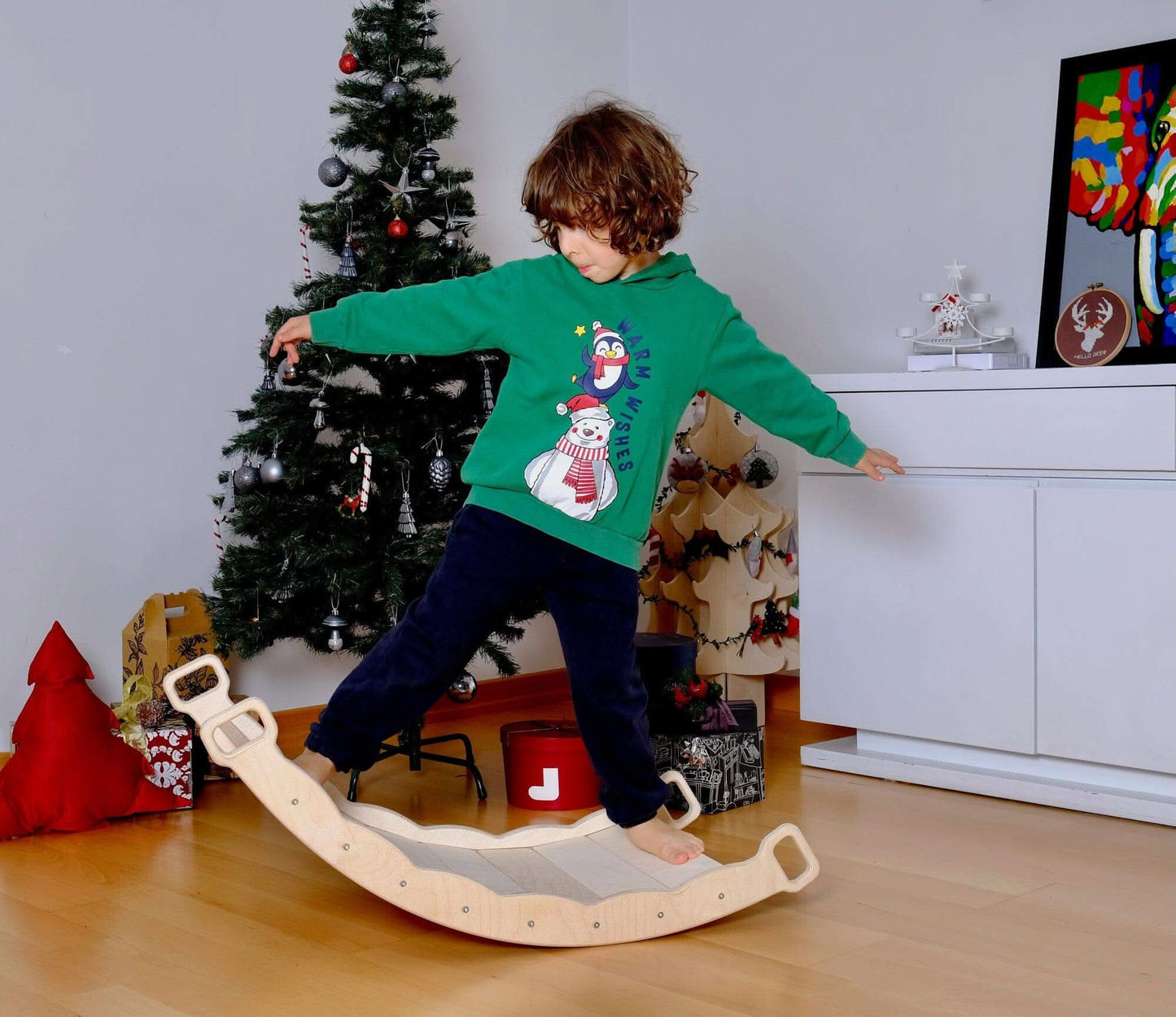 XL Wooden Balance Board with Pillow